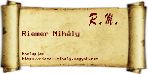 Riemer Mihály névjegykártya